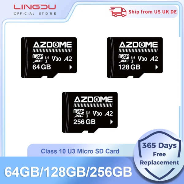 Original Flash Micro SD Card 64GB 128GB 256GB High Speed Memory Card USH-3 TF Card For LINGDU Car Dash Cam Adapters Class 10