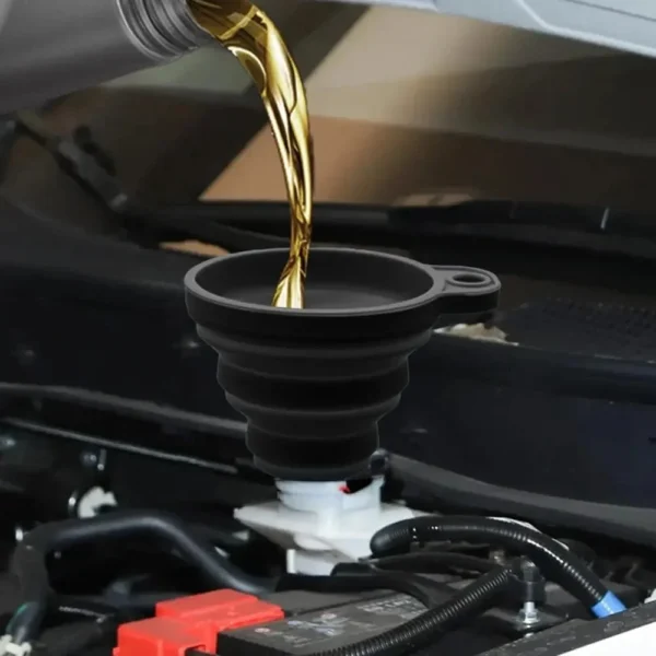 Car Engine Funnel Universal Silicone Liquid Funnel Washer Fluid Change Foldable Portable Auto Engine Oil Petrol Change Funnels - Image 2