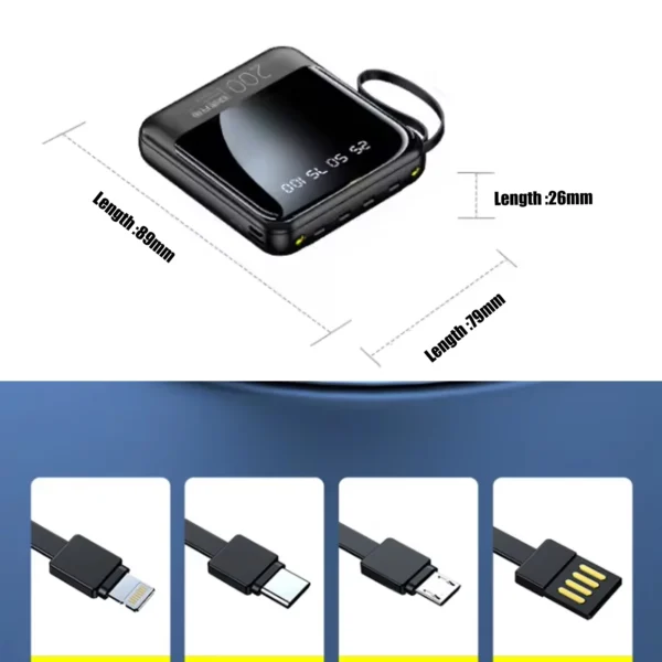 Wholesale Price With Inbuilt Cable Mini Power Bank 10000mah Portable Charger Custom Logo 10000mAh Power Bank - Image 2