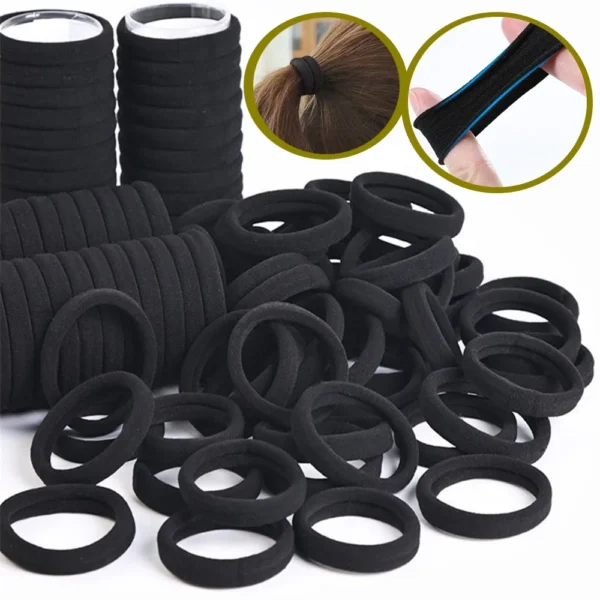 50/100Pcs Elastic Hair Accessories for Women Kids Black Rubber Band Ponytail Holder Gum for Hair Ties Ring Scrunchies Hairband - Image 4