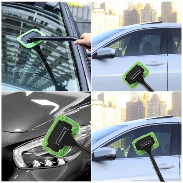 Car Window Cleaner Brush Kit Microfiber Windshield Cleaning Tool Auto Interior Glass Wash Wiper Long Handle Reusable Cloth Pad - Image 5