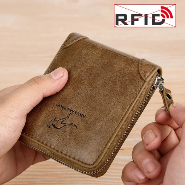 Leather Men’s Wallet Luxury Mens Purse Male Zipper Card Holders with Coin Pocket Rfid Wallets Gifts for Men Money Bag - Image 2