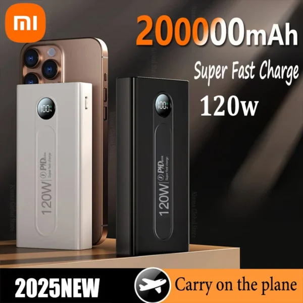 Xiaomi 120W High Capacity Power Bank 200000mAh Fast Charging Powerbank Portable Battery Charger For Huawei iPhone Samsung New