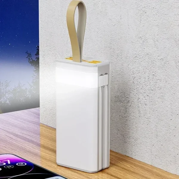 500000mAh Thick Solar Power Bank Built-in Cables Large Capacity External Battery Power Bank LED Light for iPhone Huawei - Image 5