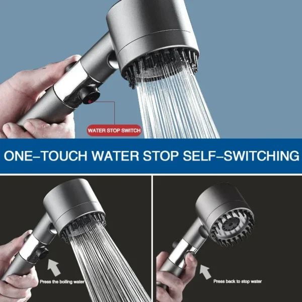 High Pressurized Filter Shower Head 3-mode Adjustable Spray with Massage Brush Rain Faucet Bathroom Accessories - Image 3