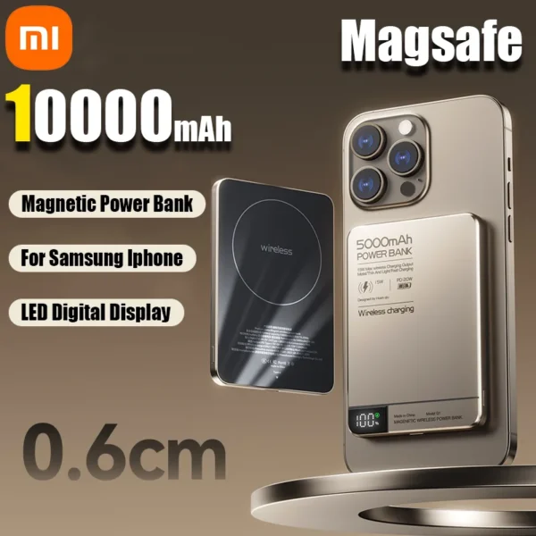 Xiaomi High Quality Alloy 10000mAh Fast Charger Power Bank With Battery Powerbank Magnetic Wireless Phone Charger For Magsafe - Image 2