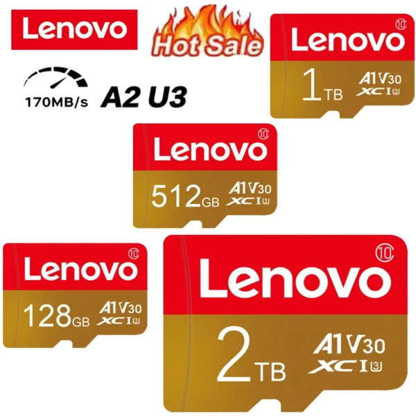 Lenovo 2TB V30 MicroSDXC Memory Card UHS-I U3 High-Speed 512GB 256GB 128GB SD Card For Phone/Cameras /MP3/MP4