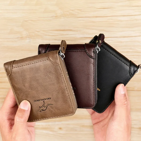 Leather Men’s Wallet Luxury Mens Purse Male Zipper Card Holders with Coin Pocket Rfid Wallets Gifts for Men Money Bag - Image 6