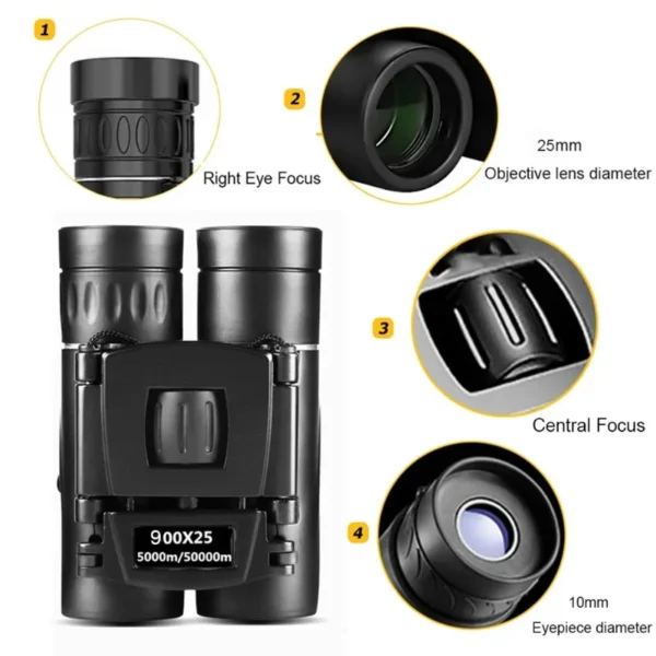 900/1000x25 HD Powerful Binoculars 9000M Long Range Folding Mini Telescope FMC Optics For Hunting Sports Outdoor Camping Travel - Image 4