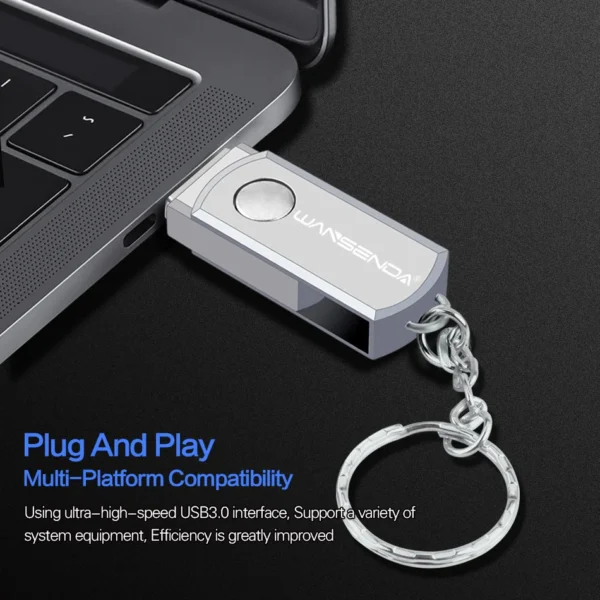 Stainless Steel USB 3.0 USB Flash Drive 256GB 128GB Rotation Pen Drive 16GB 32GB 64GB Pendrive USB Memory Stick with Keychain - Image 6
