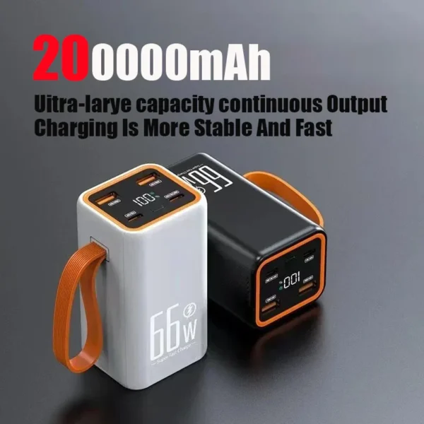 200000mAh Handheld Large Capacity Power Bank Supports 66W Fast Charging Suitable For Outdoor Camping And Mobile Phone Charging