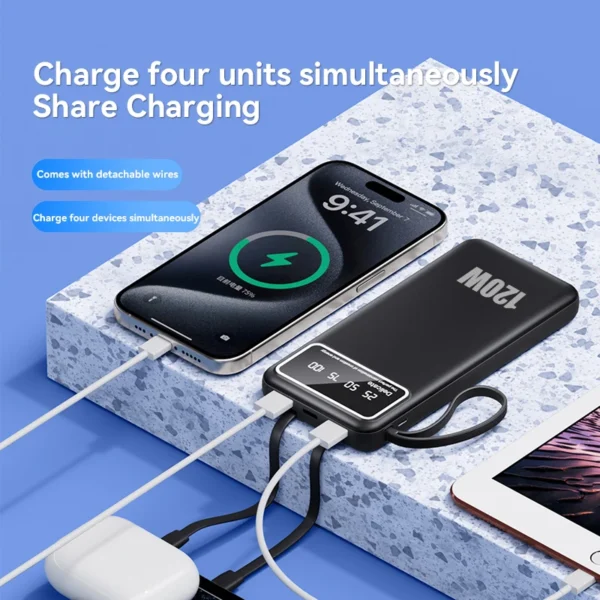 Xiaomi Powerbank 200000mah Fast Charging Large Capacity Built-in Cable Portable Powerbank Spare External Battery Power Bank New - Image 3