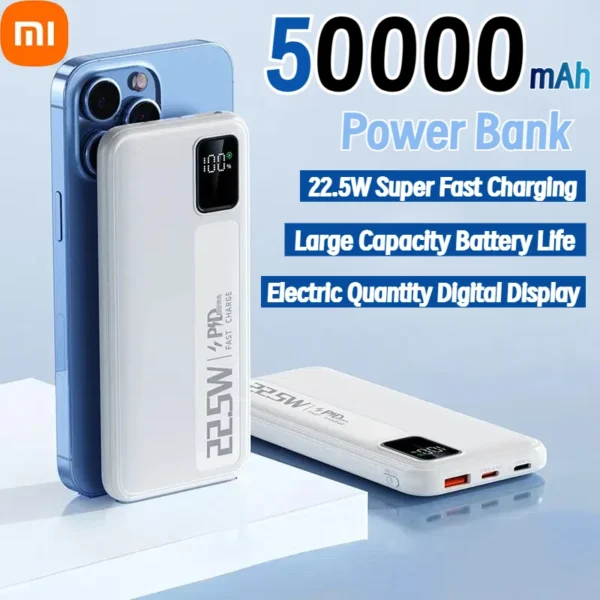 Xiaomi 50000mAh Large Capacity Power Bank 22.5W Super Fast Charging LED Digital Display External Battery For Xiaomi Samsung