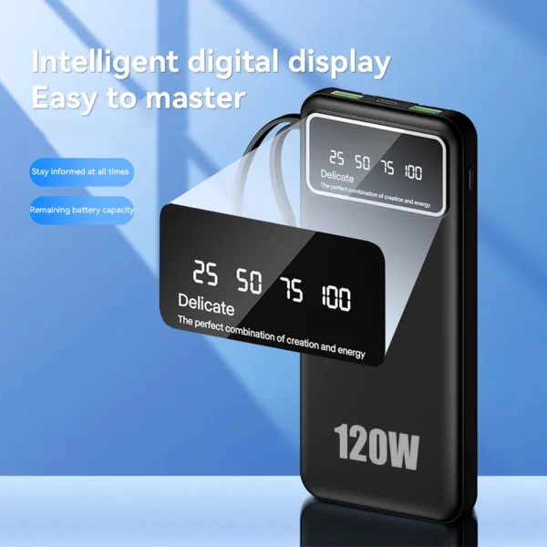 Xiaomi Powerbank 200000mah Fast Charging Large Capacity Built-in Cable Portable Powerbank Spare External Battery Power Bank New - Image 5