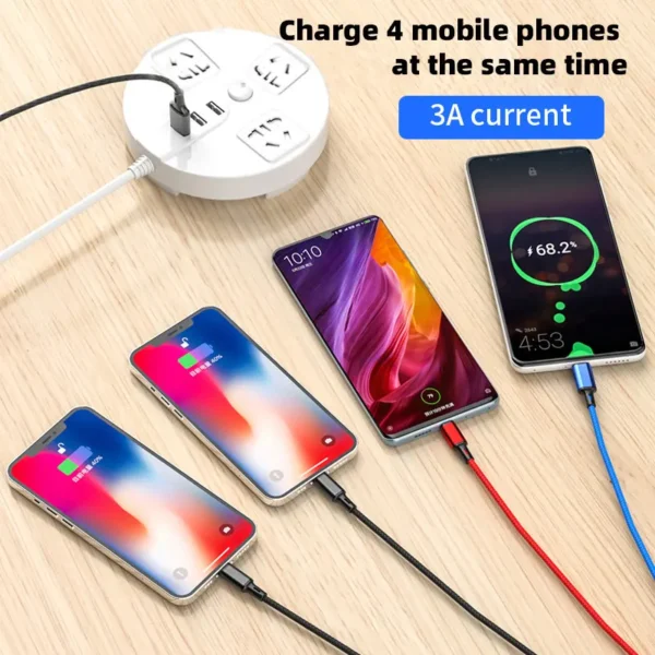 4 In 1/ 3 In 1 Micro USB Type C Fast Charging Cable 3A Quick Charge Phone Data Line Cord For Iphone 15 14 Xiaomi Huawei USB C - Image 3