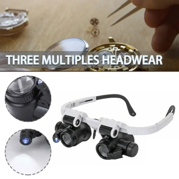 2XLED Watch Jeweler Repair Magnifier Head-Mounted Headband Adjustable Magnifying Head Eye Glasses Loupe Lens 8X 15X 23X - Image 4